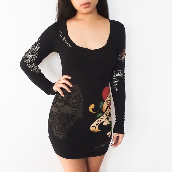 Ed Hardy Long Sleeve Tshirt Dress 